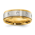Chisel Stainless Steel Polished with Brushed Center Yellow IP-plated 8.00mm Band