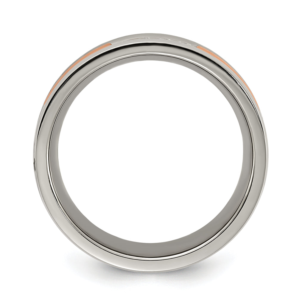 Chisel Stainless Steel Polished Rose IP-plated with CZ 7.00mm Band