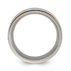 Chisel Stainless Steel Polished Rose IP-plated with CZ 7.00mm Band