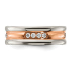 Chisel Stainless Steel Polished Rose IP-plated with CZ 7.00mm Band