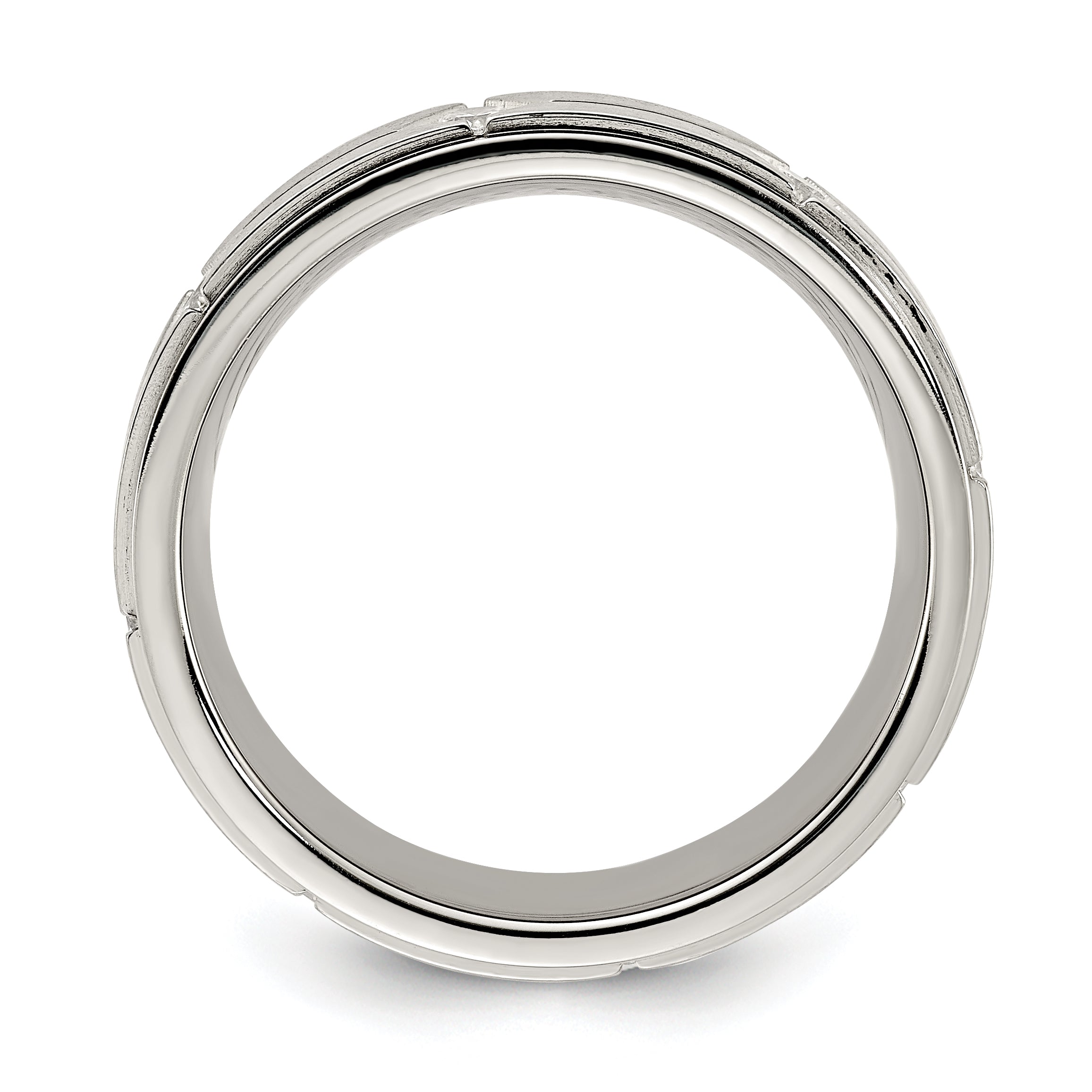 CZ Polished & Brushed Band in Stainless Steel, 7mm Secondary image