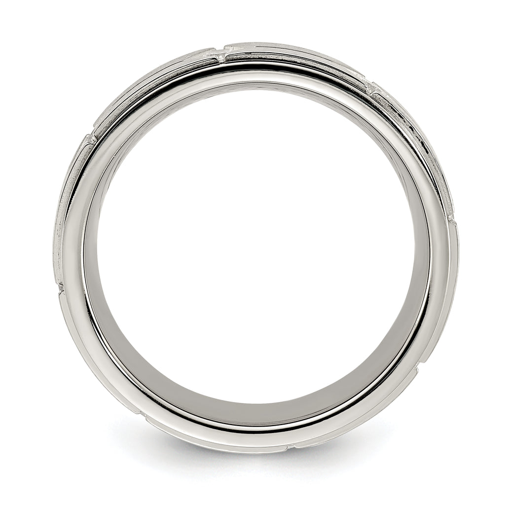 Chisel Stainless Steel Polished with Brushed Center with CZ 7.00mm Band