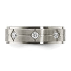 Chisel Stainless Steel Polished with Brushed Center with CZ 7.00mm Band