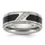 Chisel Stainless Steel Polished with Black Carbon Fiber Inlay and CZ 8mm Band