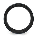 Chisel Stainless Steel Polished with Brushed Center Black and Blue IP-plated 8mm Band