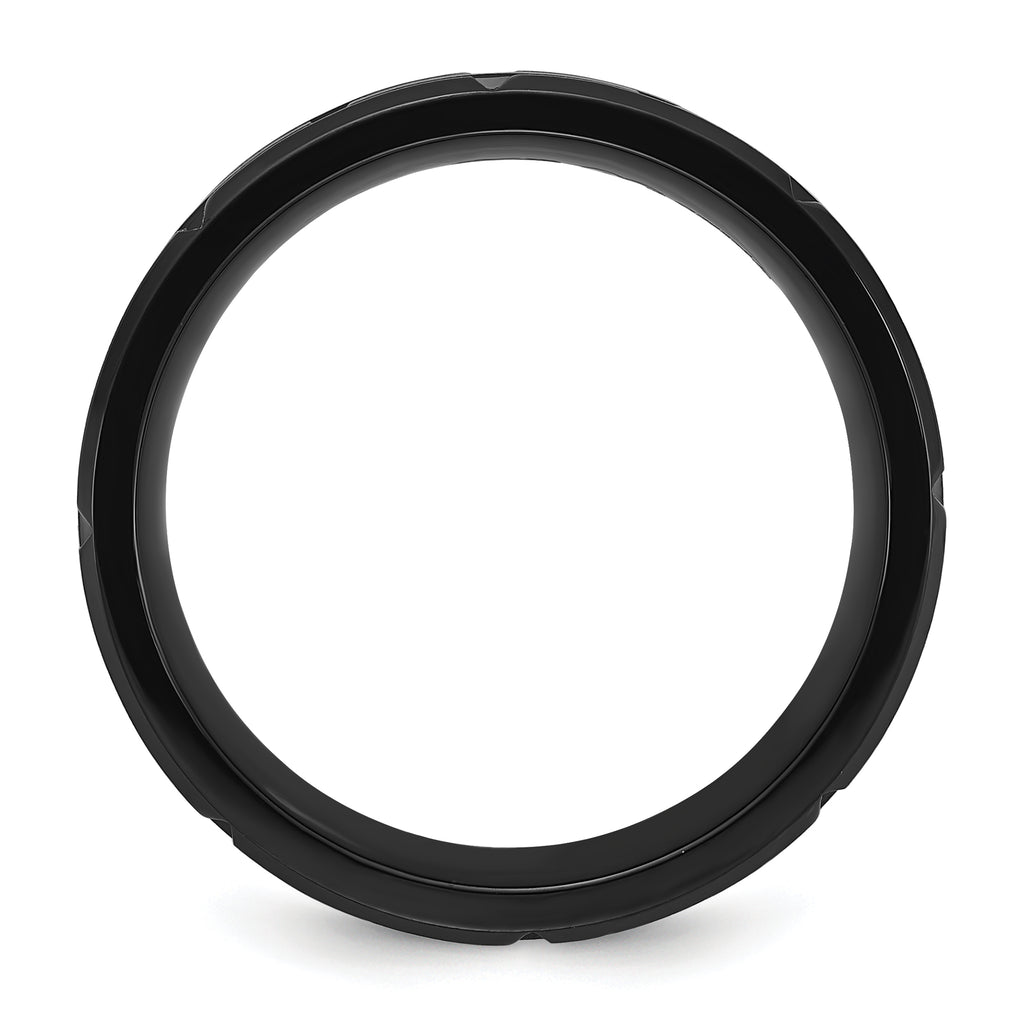 Chisel Stainless Steel Brushed and Polished Black IP-plated 8mm Band