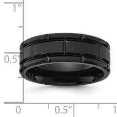 Chisel Stainless Steel Brushed and Polished Black IP-plated 8mm Band