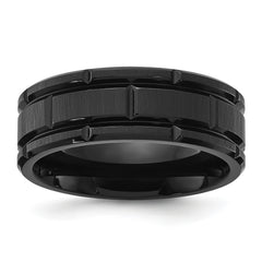 Chisel Stainless Steel Brushed and Polished Black IP-plated 8mm Band