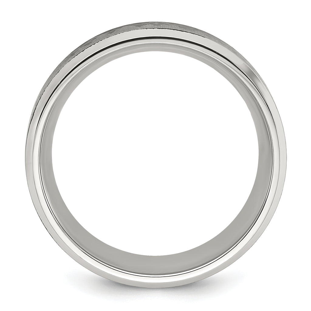 Chisel Stainless Steel Brushed Center with Laser Design Mountains 8mm Band