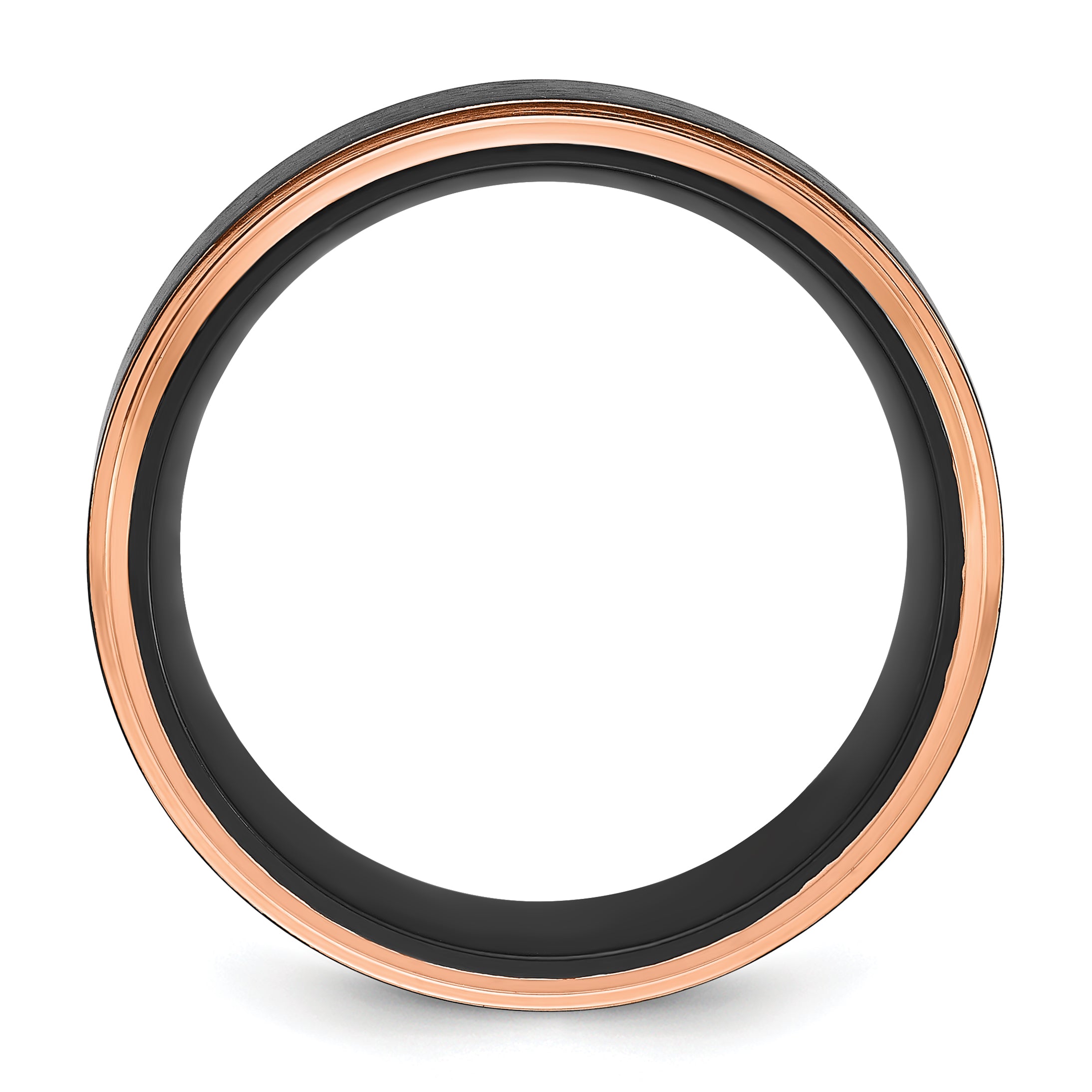 Chisel Stainless Steel Polished with Brushed Center Black and Rose IP-plated 8mm Band Secondary image
