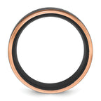 Chisel Stainless Steel Polished with Brushed Center Black and Rose IP-plated 8mm Band