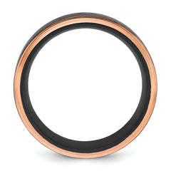 Chisel Stainless Steel Polished with Brushed Center Black and Rose IP-plated 8mm Band