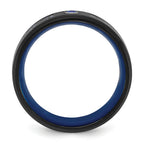Chisel Stainless Steel Polished Black and Blue IP-plated with CZ Carbon Fiber Inlay in Clear Epoxy 8mm Band