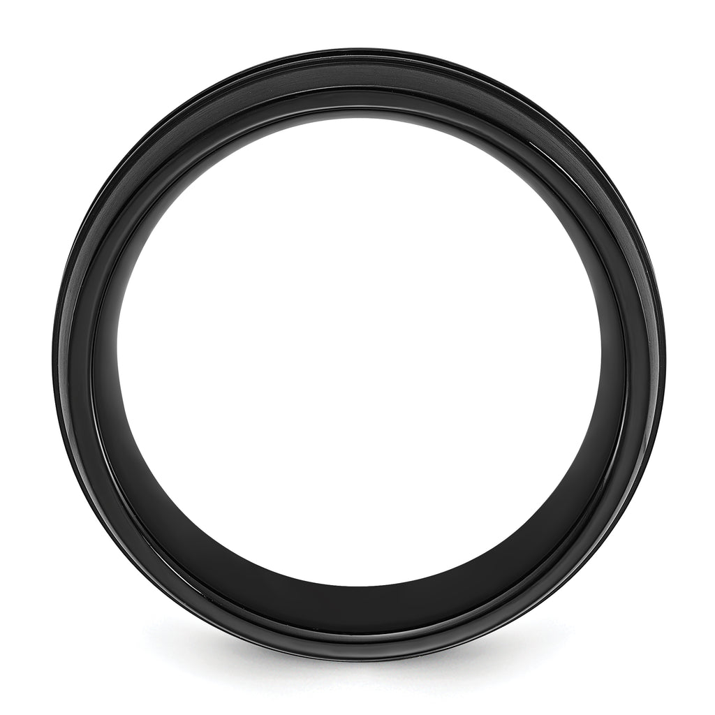 Chisel Stainless Steel Brushed Black IP-plated with Black CZ 8mm Band