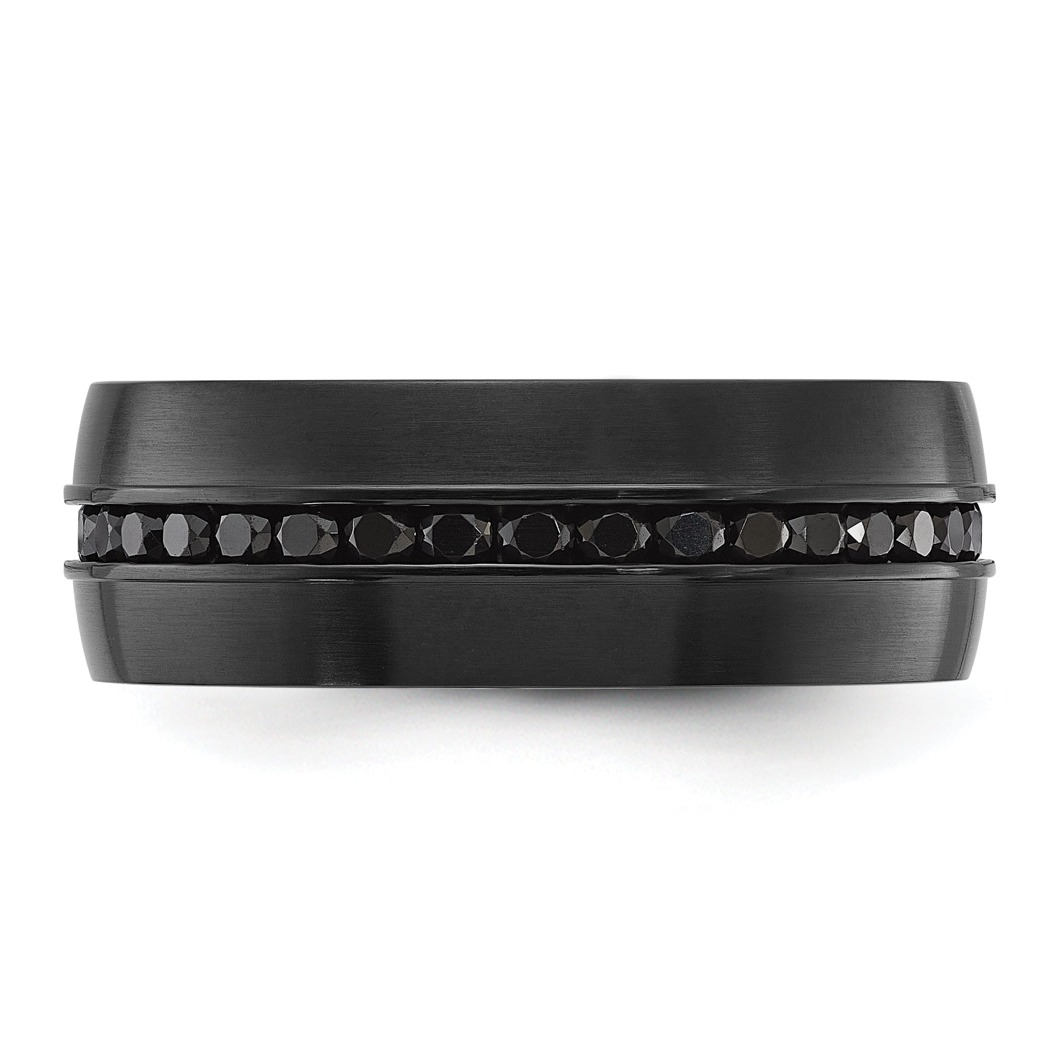 Chisel Stainless Steel Brushed Black IP-plated with Black CZ 8mm Band