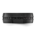Chisel Stainless Steel Brushed Black IP-plated with Black CZ 8mm Band