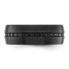 Chisel Stainless Steel Brushed Black IP-plated with Black CZ 8mm Band