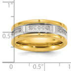 Chisel Stainless Steel Brushed and Polished Yellow IP-plated CZ 8mm Band