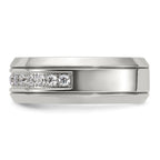 Chisel Stainless Steel Polished with CZ 8mm Band