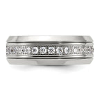 Chisel Stainless Steel Polished with CZ 8mm Band