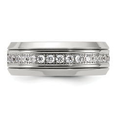 Chisel Stainless Steel Polished with CZ 8mm Band