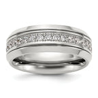 Chisel Stainless Steel Polished with CZ 8mm Band