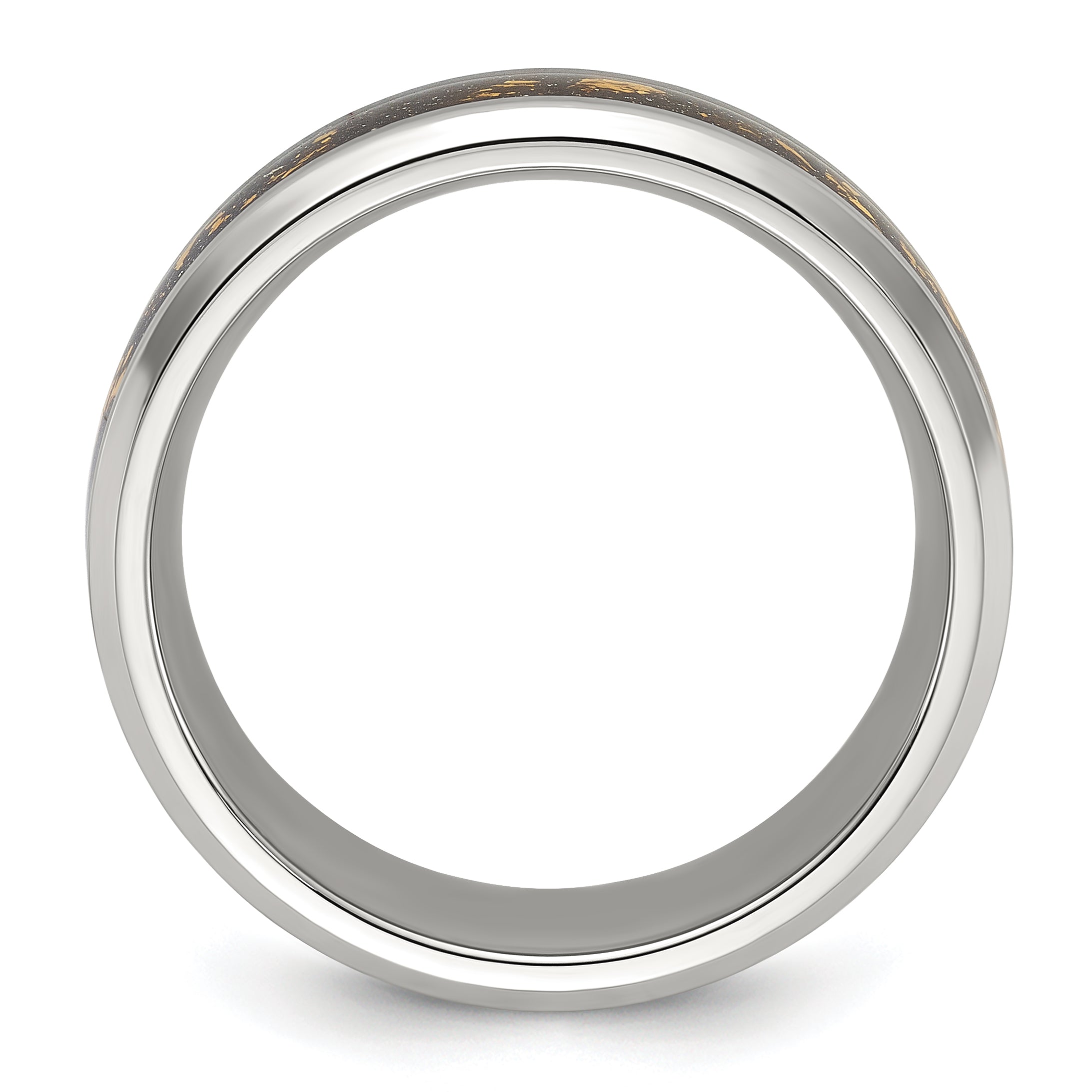 Chisel Stainless Steel Polished with Black and Gold Foil Inlay 8mm Band