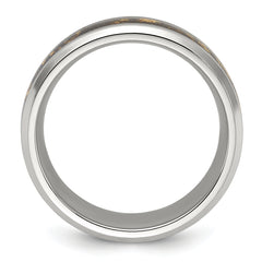 Chisel Stainless Steel Polished with Black and Gold Foil Inlay 8mm Band