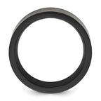 Chisel Stainless Steel Polished Black IP-plated Black and Gold Foil Inlay 8mm Band