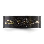Chisel Stainless Steel Polished Black IP-plated Black and Gold Foil Inlay 8mm Band