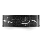 Chisel Stainless Steel Polished Black IP-plated Black and Silver Foil Inlay 8mm Band