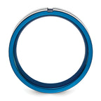 Chisel Stainless Steel Polished Blue IP-plated Grooved 6mm Band