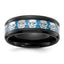 Chisel Stainless Steel Polished Black IP-plated Skulls with Blue Carbon Fiber Inlay 8mm Band