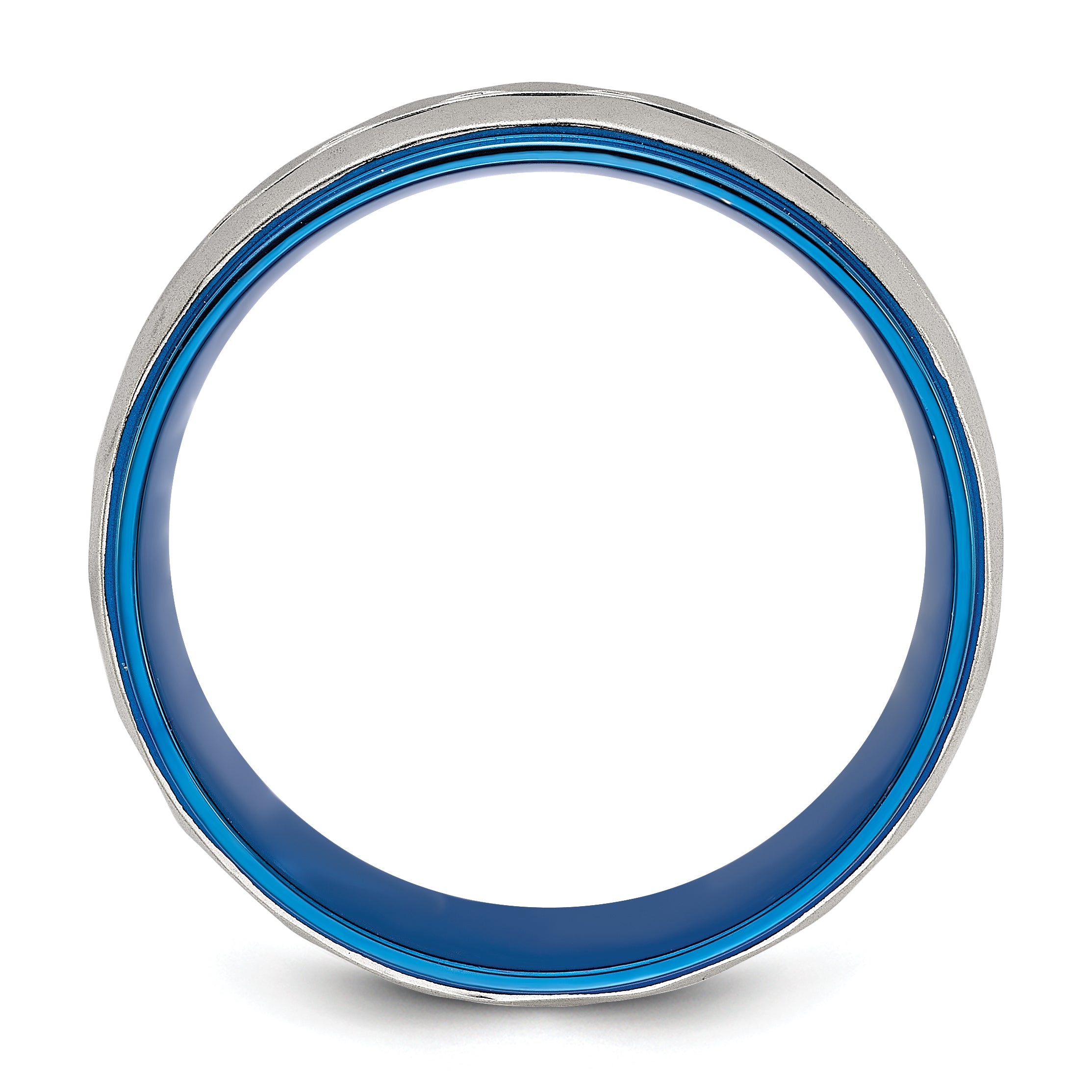 Faceted Blue IP-Plated Wedding Band in Stainless Steel, 8mm Secondary image