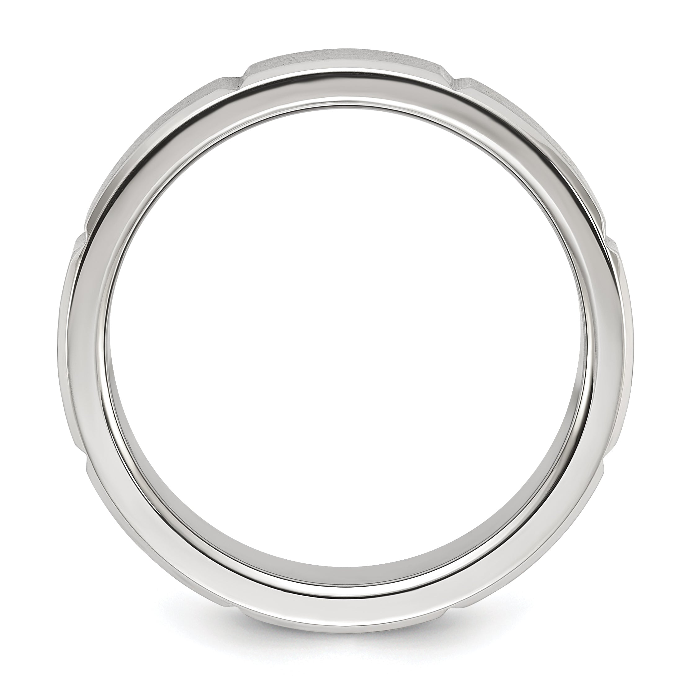 Grooved Wedding Band in Stainless Steel, 6mm Secondary image