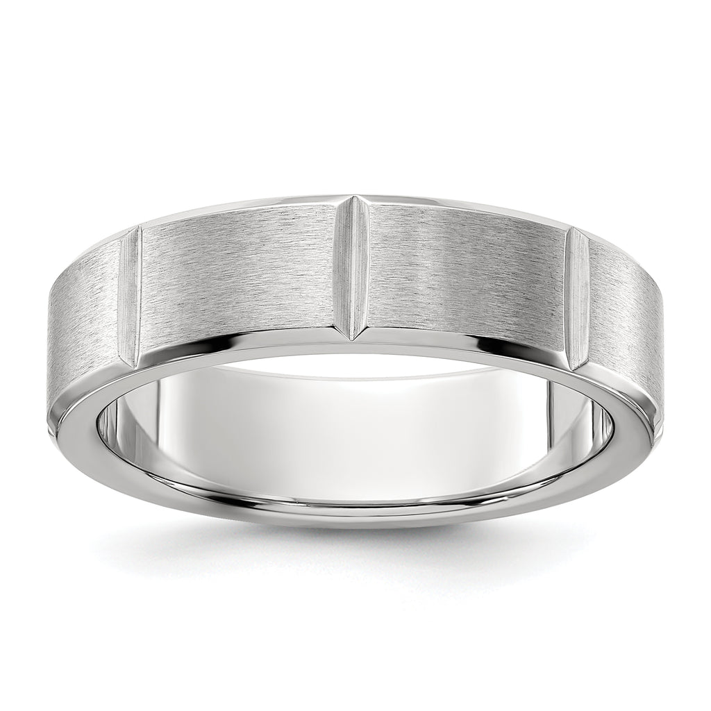 Chisel Stainless Steel Brushed and Polished Grooved 6mm Band