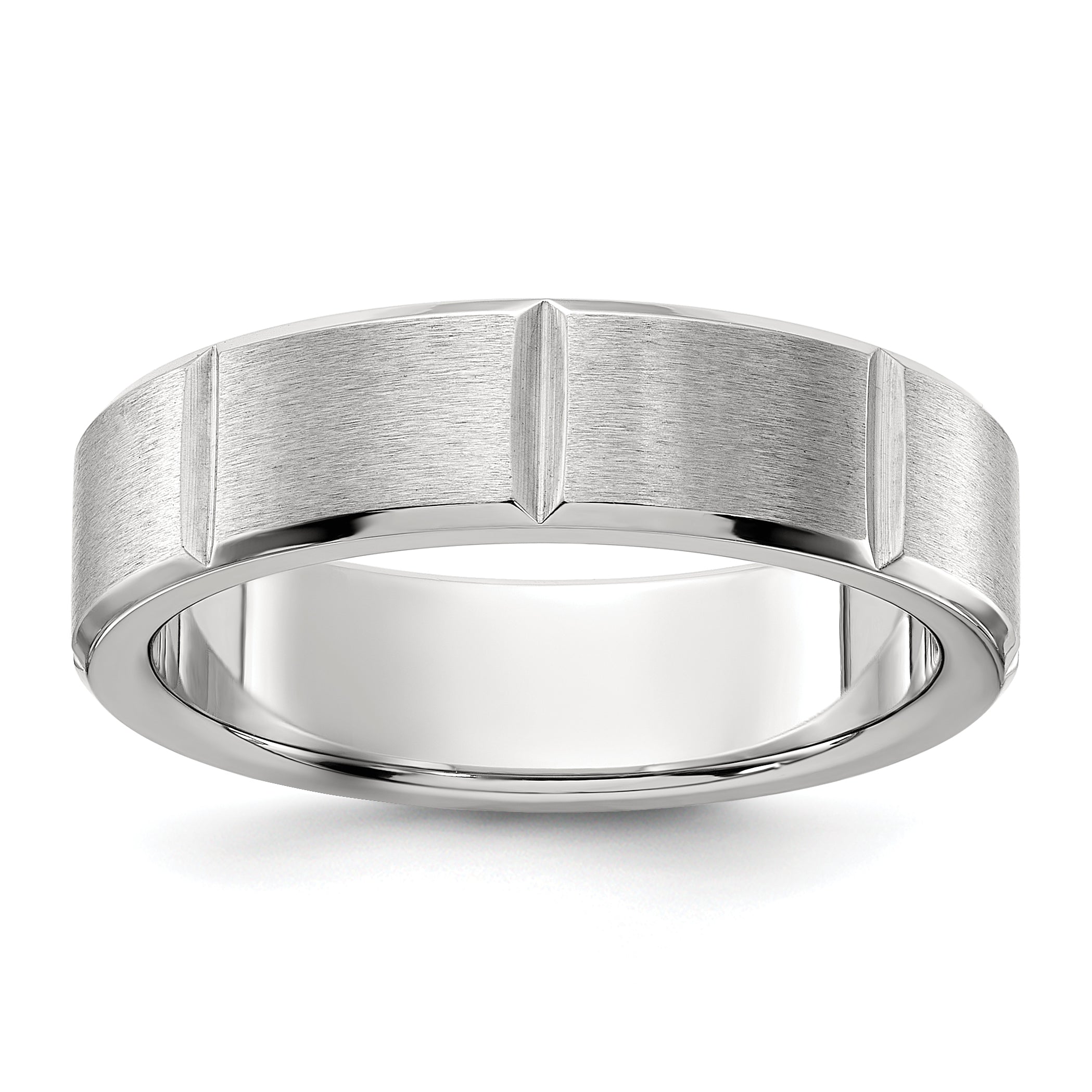 Chisel Stainless Steel Brushed and Polished Grooved 6mm Band