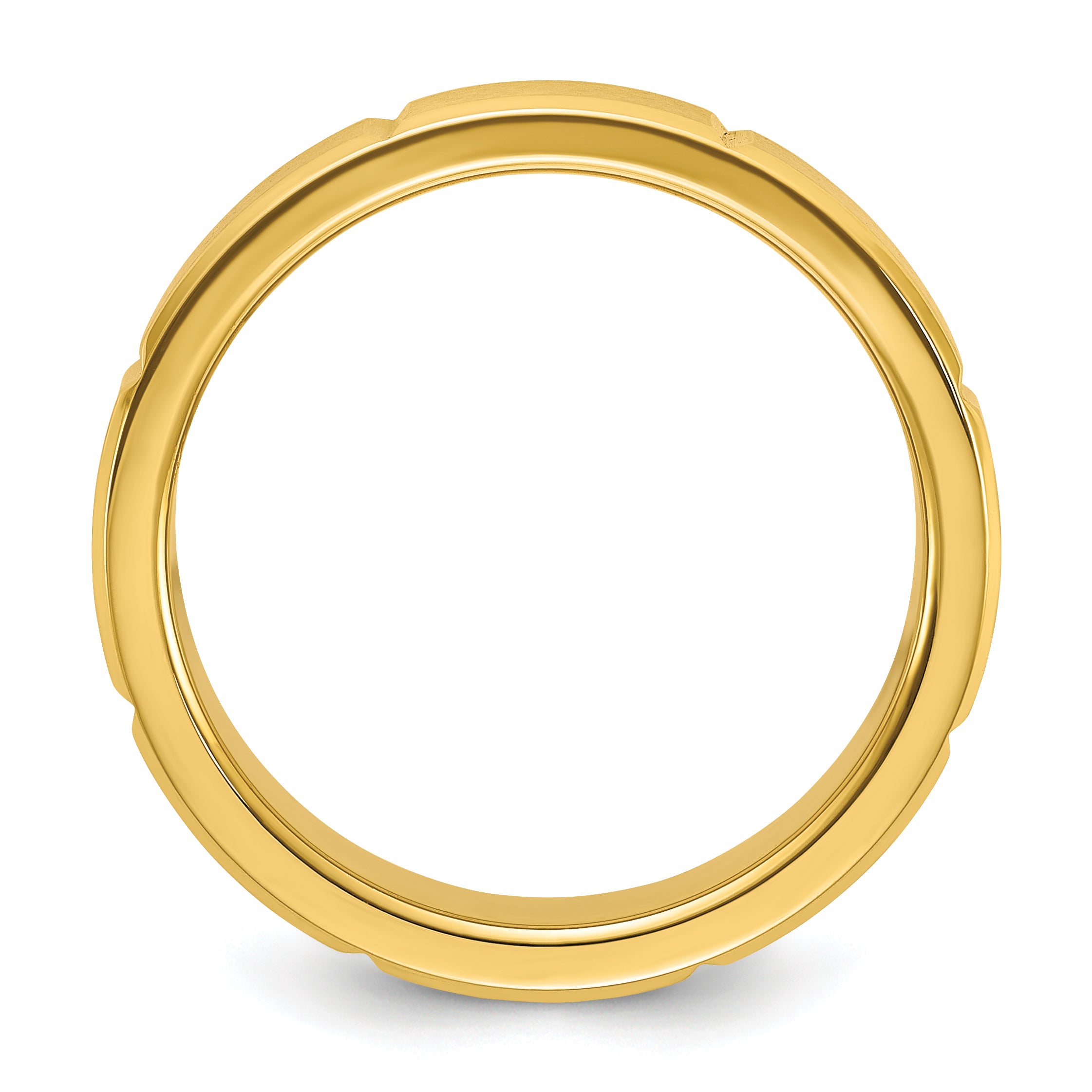 Stainless Steel Brushed and Polished Yellow IP-plated Grooved 6mm Band Secondary image