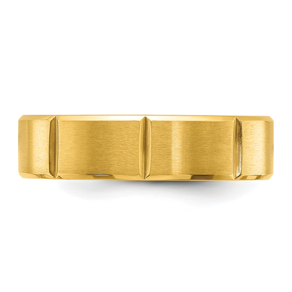 Chisel Stainless Steel Brushed and Polished Yellow IP-plated Grooved 6mm Band