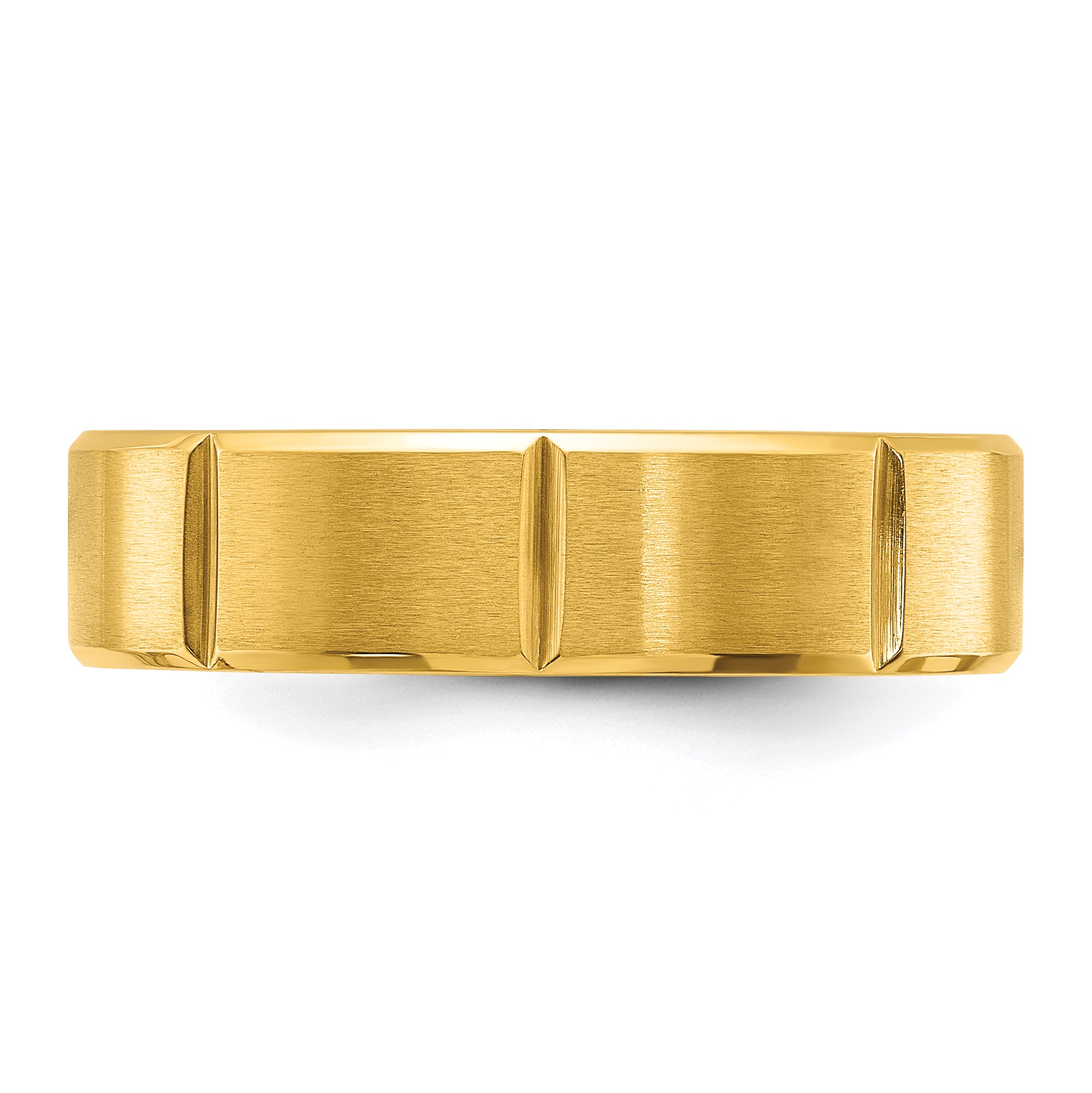 Chisel Stainless Steel Brushed and Polished Yellow IP-plated Grooved 6mm Band