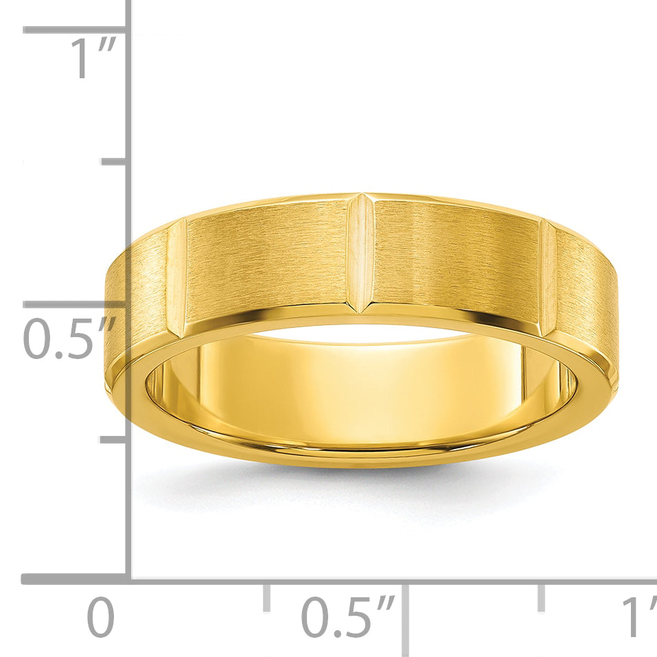 Chisel Stainless Steel Brushed and Polished Yellow IP-plated Grooved 6mm Band
