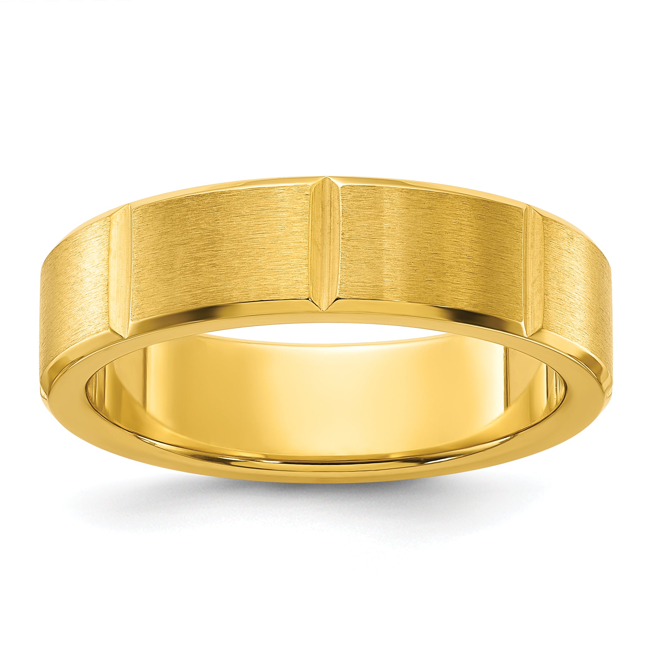 Chisel Stainless Steel Brushed and Polished Yellow IP-plated Grooved 6mm Band Main image