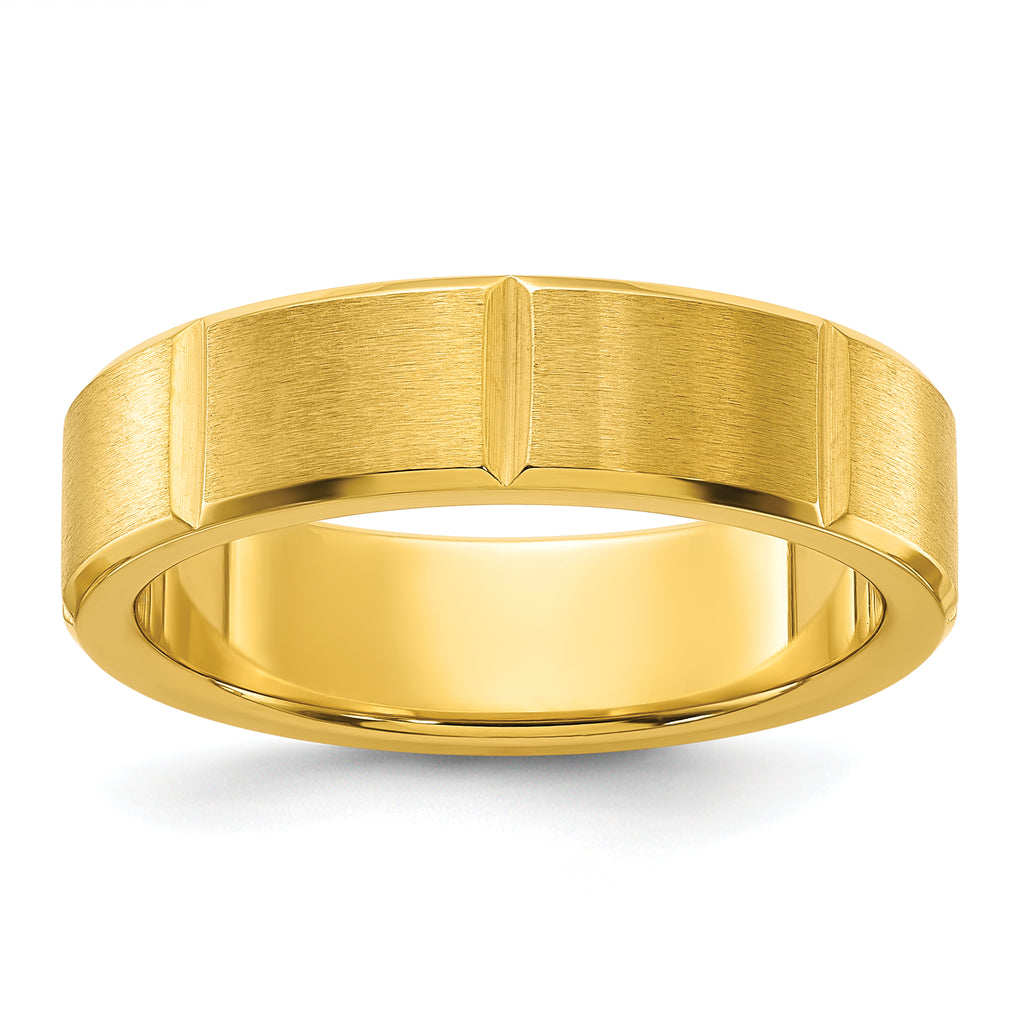 Chisel Stainless Steel Brushed and Polished Yellow IP-plated Grooved 6mm Band