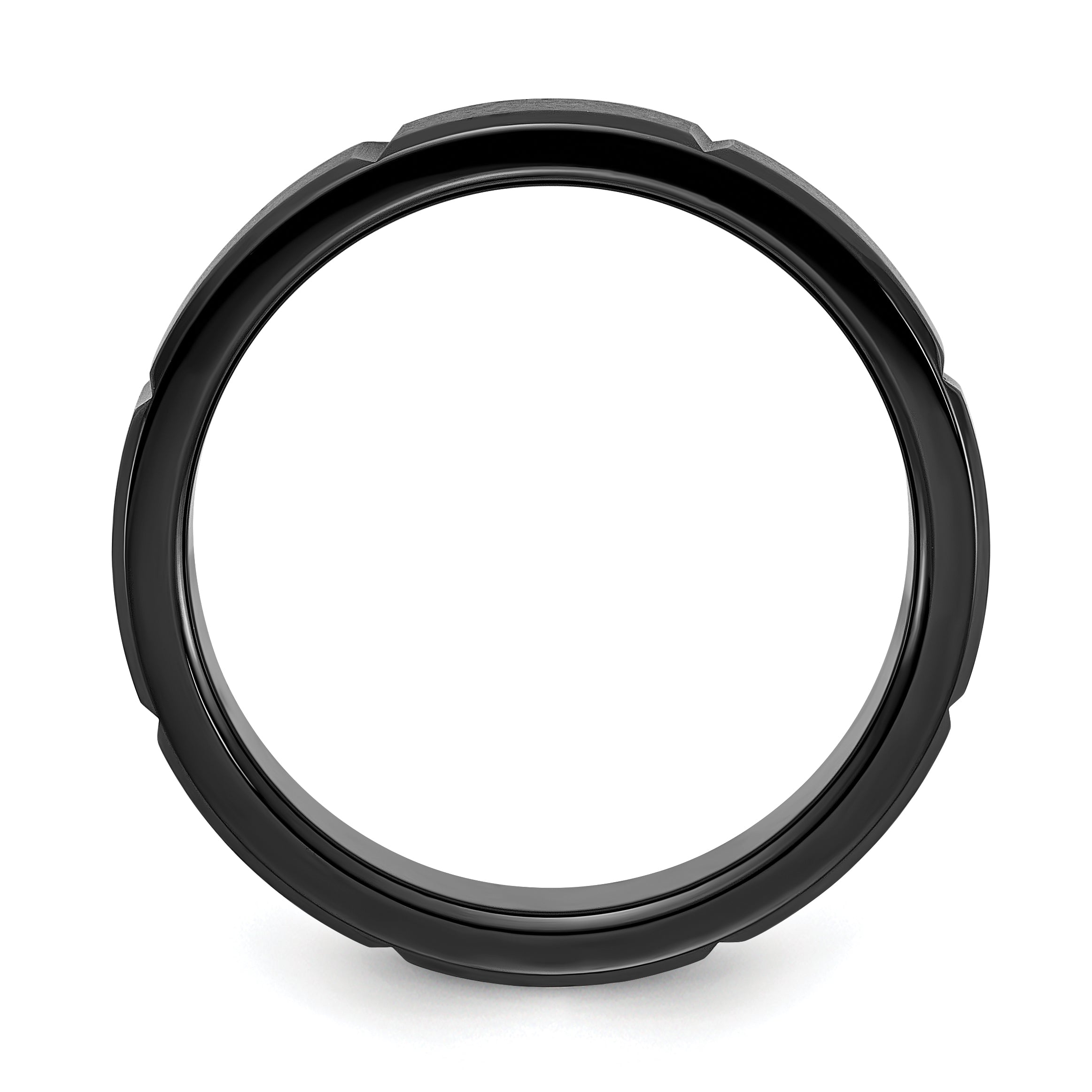 Chisel Stainless Steel Brushed and Polished Black IP-plated Grooved 6mm Band