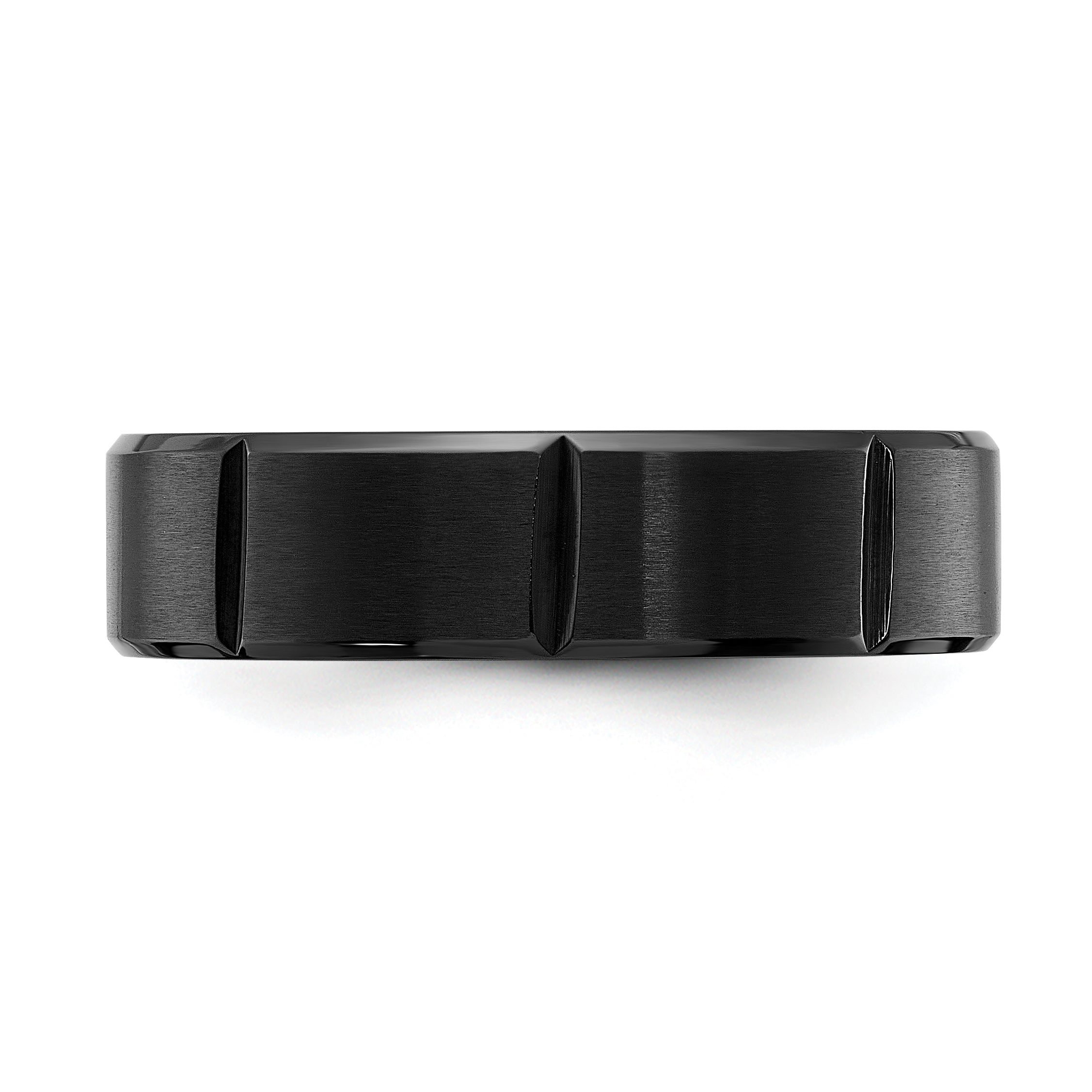 Chisel Stainless Steel Brushed and Polished Black IP-plated Grooved 6mm Band