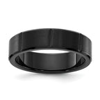 Chisel Stainless Steel Brushed and Polished Black IP-plated Grooved 6mm Band