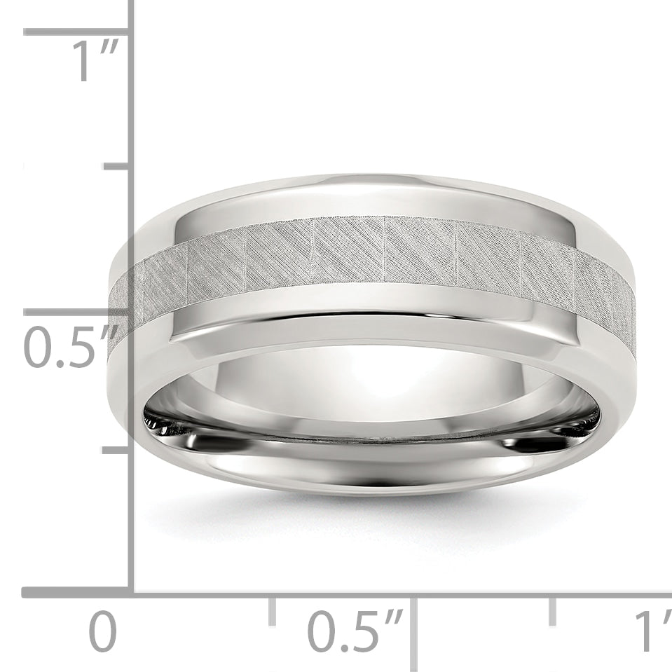 Chisel Stainless Steel Polished with Brushed Center 8mm Band