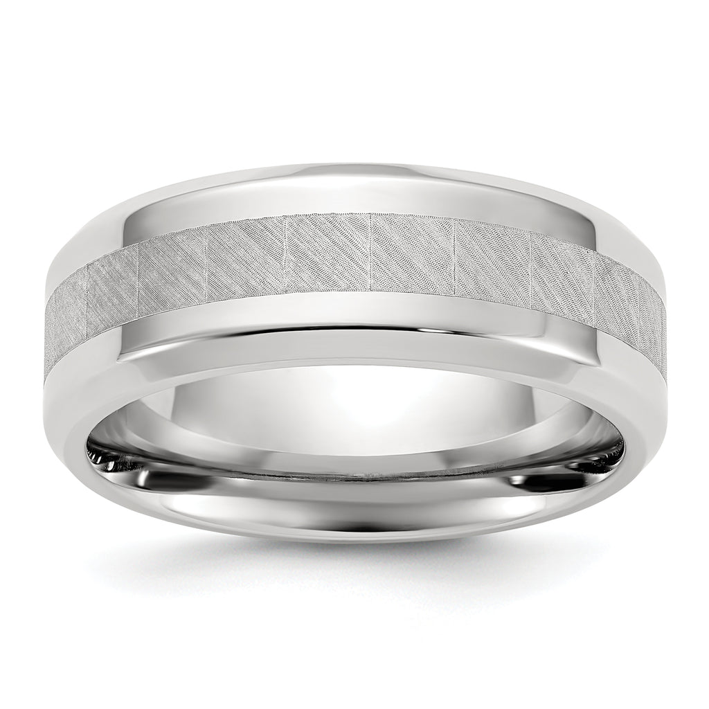 Chisel Stainless Steel Polished with Brushed Center 8mm Band