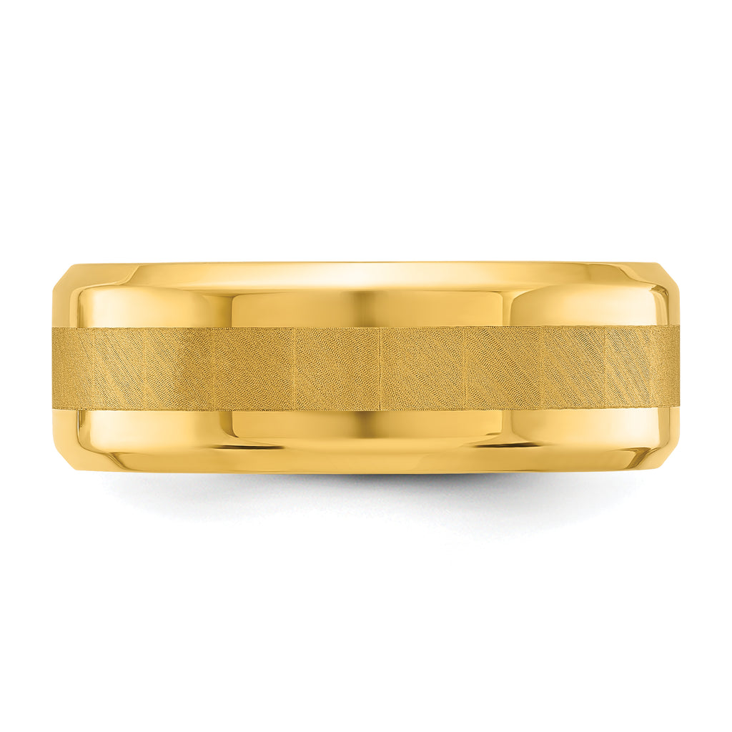 Chisel Stainless Steel Polished Yellow IP-plated Brushed Center 8mm Band