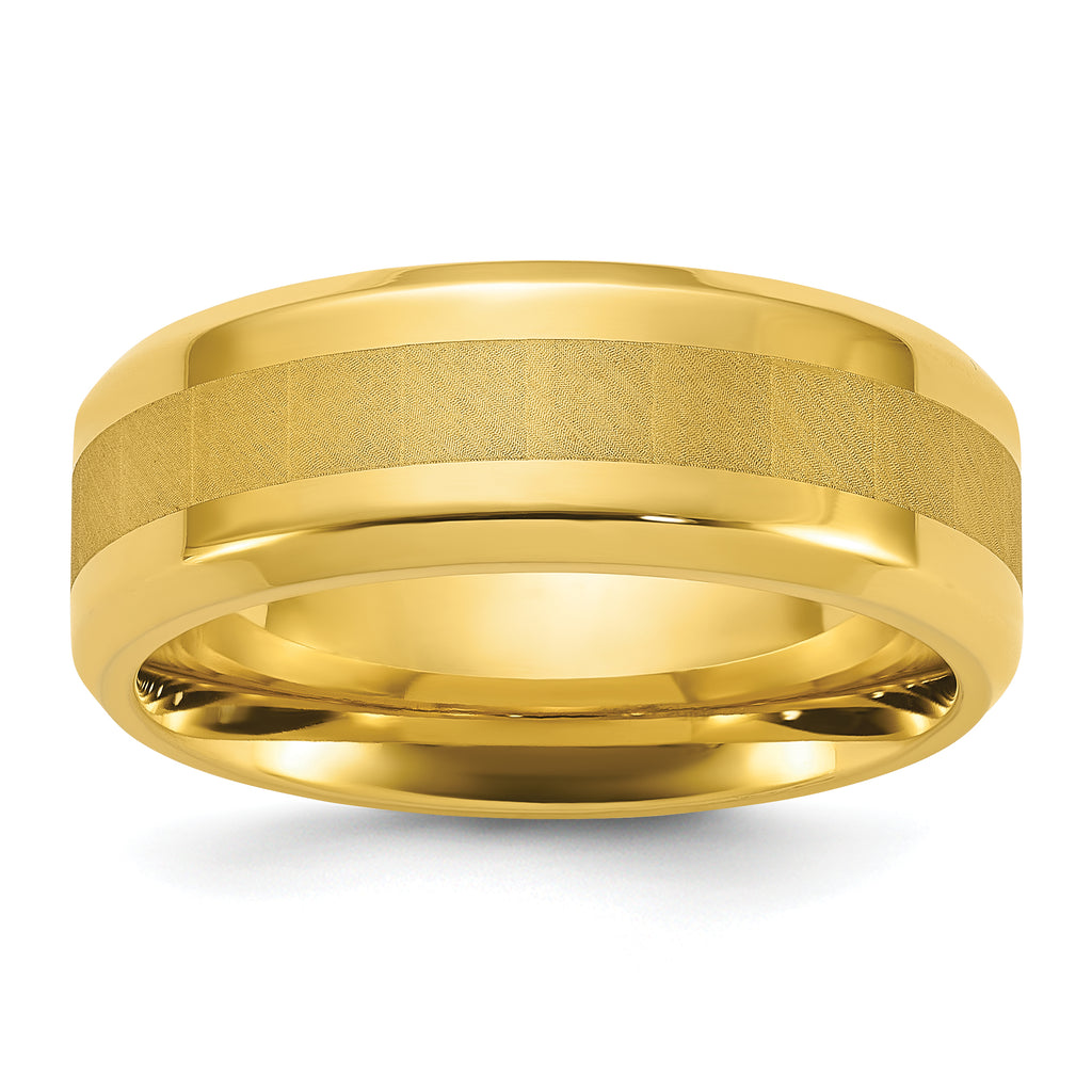 Chisel Stainless Steel Polished Yellow IP-plated Brushed Center 8mm Band